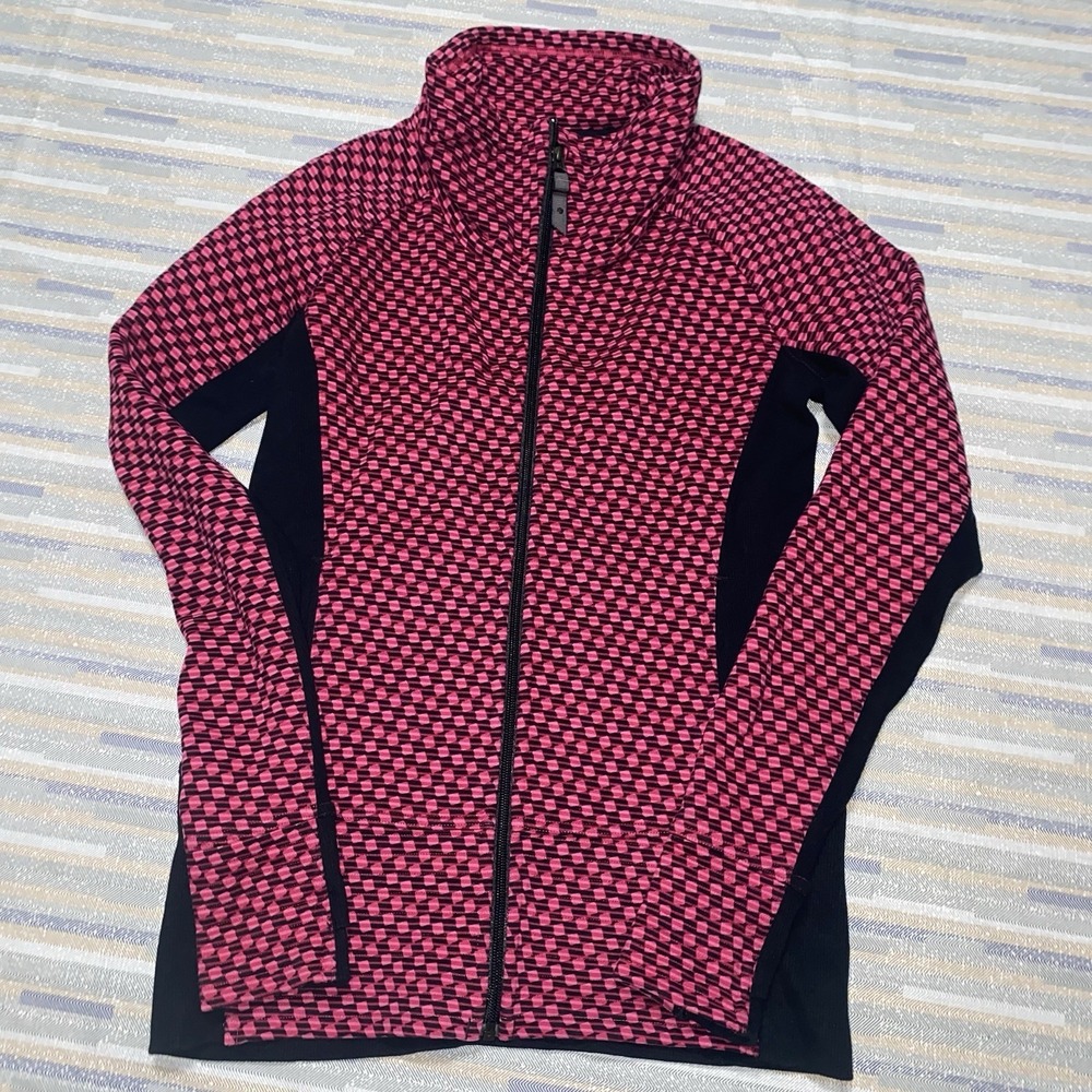 Lululemon Pink And Black Radiant Deep Dive Full Zip Jacket Womens Size 8 Athleti